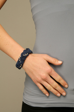 Braided Rope & Rhinestone Bracelet