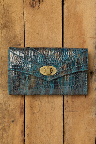 Snake Skin Seamed Tri Fold Wallet