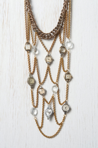 One Of A Kind Watch & Crystal Bib Necklace