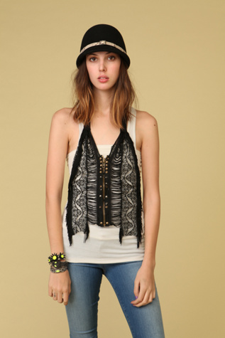 Fringe and Studs Zip Front Vest