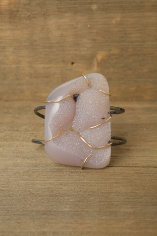 One Of A Kind Freeform Pink Druzy Cuff