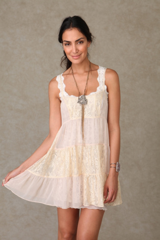 Chiffon and Lace Tiered Slip at Free People Clothing Boutique :  slips intimates