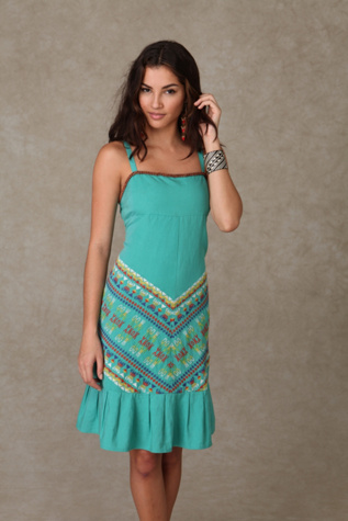 Embroidered Ruffle Hem Dress