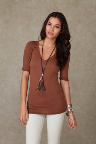 We the Free Solid V Neck Tee
