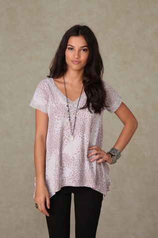 Short Sleeve Ditsy Trapeze Lace Trim Tee