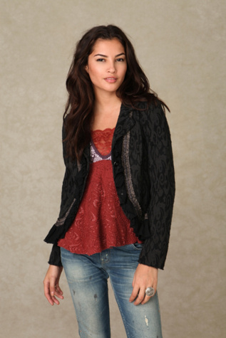 Textured Jacquard Ruffle Jacket