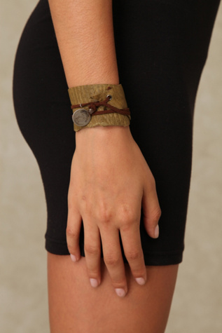 Leather & Coin Wrap Cuff
