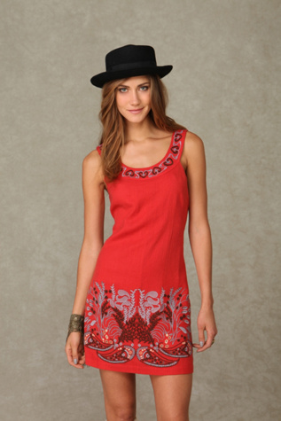 Embroidered Border Shift Dress