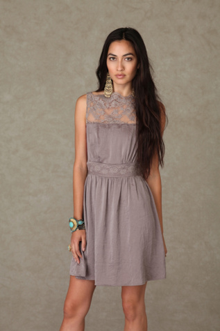 Solid Lace Neck Dress
