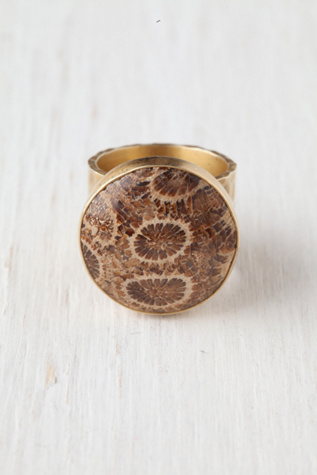 Coral Fossil Ring