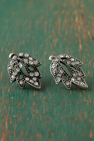 Rhinestone Leaf Earring