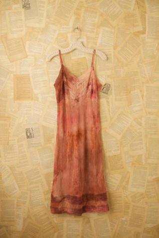 Vintage 1940s Hand Dyed Rayon Slip Dress