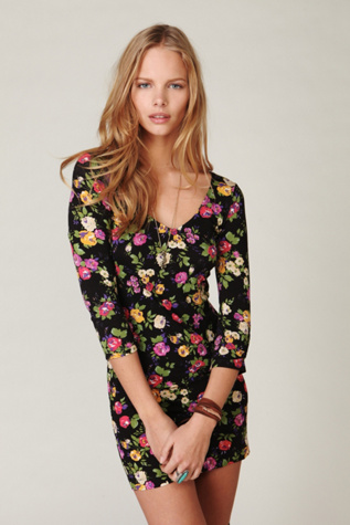 V-Neck Printed Bodycon Tunic