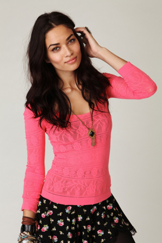 Long Sleeve Textured Seamless Top