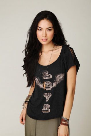 Love Graphic Braided Sleeve Tee