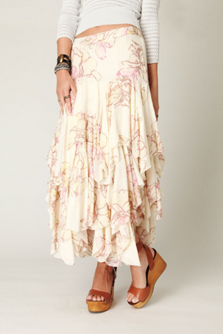 Rounded Godet Maxi Skirt