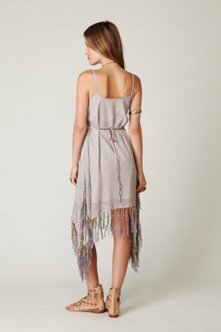 Beaded Printed Fringe Dress