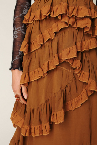 Babel Solid Silk Ruffle Dress