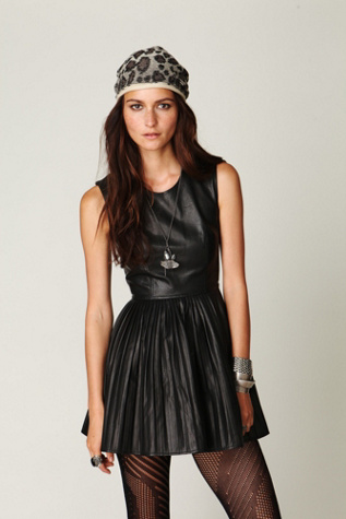 Pleated Vegan Leather Dress