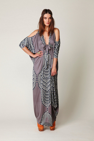 Printed Open Shoulder Kaftan