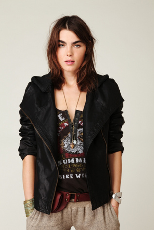 Hooded Vegan Leather Jacket