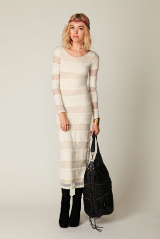 Pieced Lace Long Sleeve Maxi