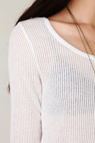 Cropped Long Sleeve Rib Top