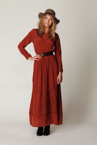 Pieced Lace Silk Maxi Dress