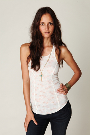 Printed Lacy Knit Tank