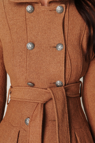 Double Breasted Tie Wool Coat