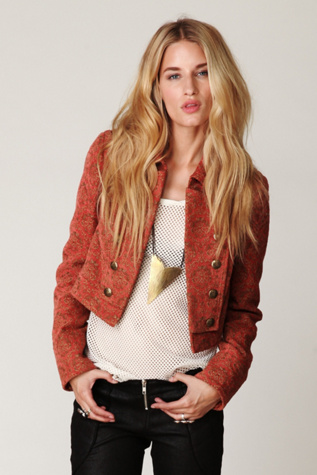Shrunken Jacquard Military Jacket