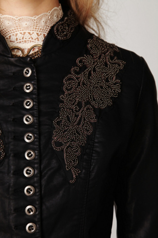 Embellished Vegan Leather Jacket