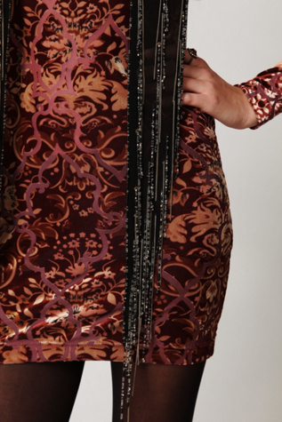 Beaded Fringe Skinny Scarf