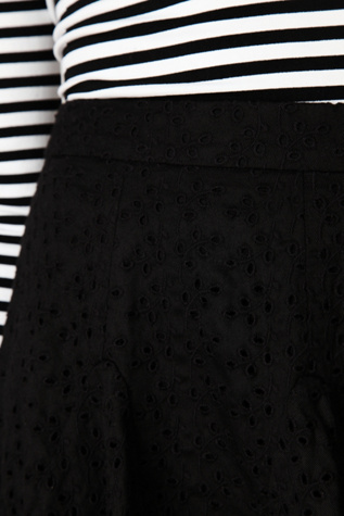 Eyelet Godet Mini Skirt