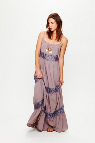 Lace Stripes Maxi Dress