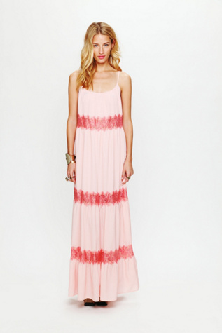 Lace Stripes Maxi Dress