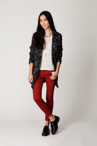 Free People Colored Denim Skinny Ankle Crop