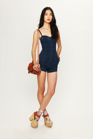 Sweetheart Denim Romper
