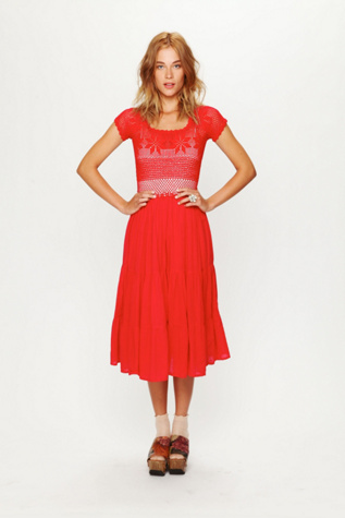 Copal Crochet Short Sleeved Tiered Dress
