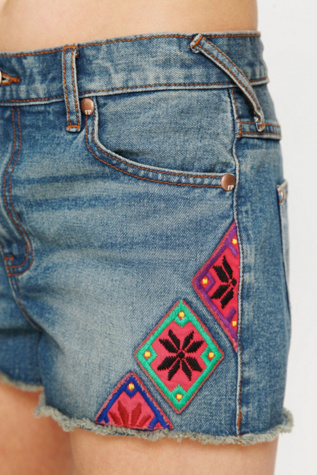 Morroccan Patched Cutoff Shorts