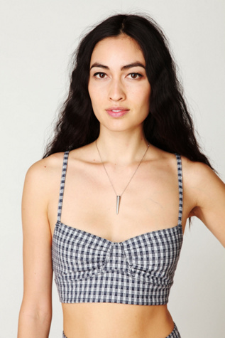 Stretch Gingham Crop