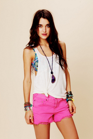 Colored Denim Cutoff Shorts