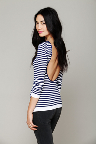 Striped Low Back Top