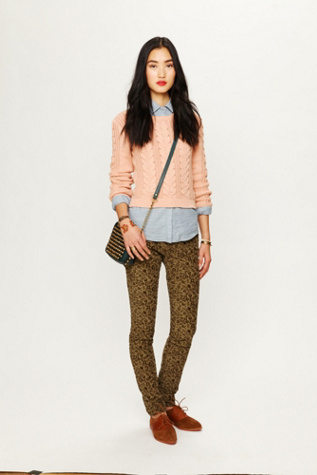 Floral Print Cropped Cords