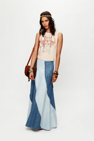 Contrasting Denim Maxi