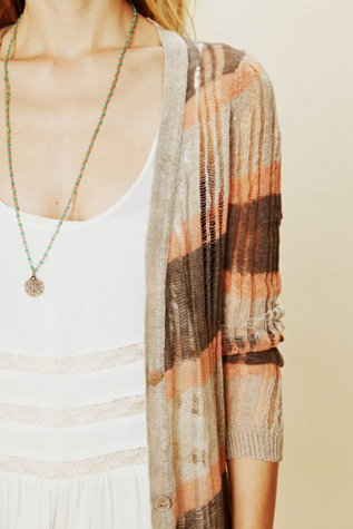 Sheer Stripe Long Cardigan