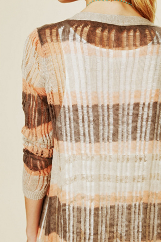 Sheer Stripe Long Cardigan