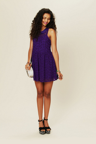 Floral Embroidered Mesh Mini Dress