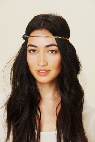 Leather Rose Metal Chain Headband