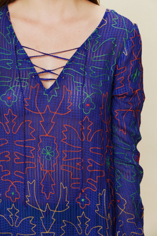 Neon Floral Embroidered Tunic